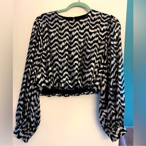 Zara metalic stripe crop long sleeve,s